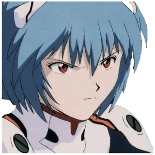 😠 Rei Ayanami Neon Genesis Evangelion anime, rei ayanami, evangelion, character, expression, serious telegram sticker