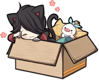 📦 고양이 귀, 졸린, 애니메이션, 만화, 상자, 귀여운, 애완 동물 telegram sticker