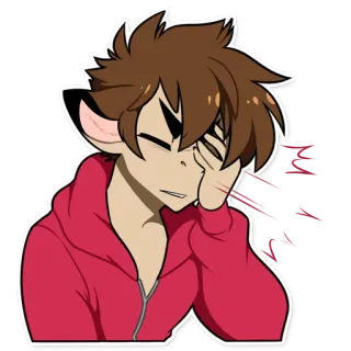 😞 E Desenho animado, Anime, Moletom com capuz, Triste, Carta, Personagem, Orelhas de animais telegram sticker