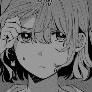 ➰ Anime, Manga, Cartoon, Mädchen, Porträt, Schwarzweiß, Illustration telegram sticker