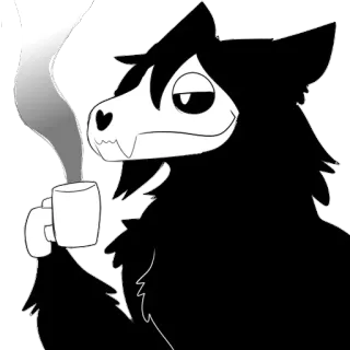 ☕️ Антро, Фурри, Монстр, Кофе, Напиток, Череп, Кружка whatsapp sticker