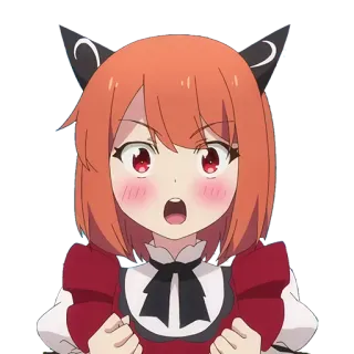 😍 аниме, девушка, мультфильм, персонаж, рыжие волосы, румянец telegram sticker