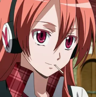 🙂 Anime, Dziewczyna, Słuchawki, Rude włosy, Lizak telegram sticker