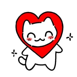 🐱 chat, coeur, mignon, dessin animé, sticker, kawaii telegram sticker