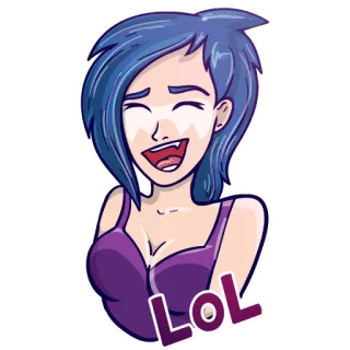 😆 LOL 笑い, 女性, 漫画, 笑, 表情, 陽気 telegram sticker