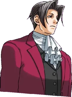 😕 Miles Edgeworth Ace Attorney 弁護士, 検察官, アニメ, ビデオゲーム, 弁護士 telegram sticker