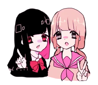✌ Anime, Mädchen, Friedenszeichen, süß, Cartoon, Schuluniform, kawaii whatsapp sticker