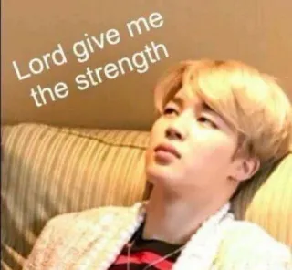 💪 Jimin Lord give me the strength jimin, bts, kpop, meme, strength, funny telegram sticker