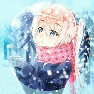 ❄️ anime, winter, snow, cute, scarf, girl telegram sticker