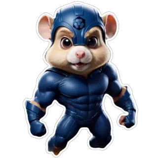 🦸 mouse, animal, superhero, cartoon, character, helmet, armor, cute telegram sticker