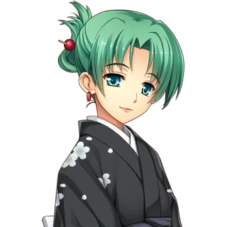 🌸 Anime, Fille, Cheveux verts, Kimono telegram sticker