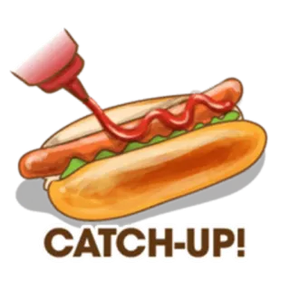 😜 CATCH-UP! hotdog, ketchup, ketchup, cibo, condimento, panino whatsapp sticker