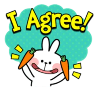👍 I Agree! Hase, Häschen, Karotte, zustimmen, süß telegram sticker