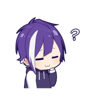 ❔ 动漫, 漫画, Q版, 问号, 紫发, 可爱, 思考 telegram sticker