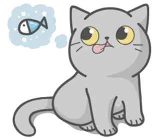 😟 gato, peixe, animal, desenho animado, fofo, adesivo telegram sticker