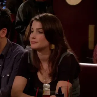 🍕 Robin Scherbatsky How I Met Your Mother chương trình TV, phụ nữ, ngồi, nhà hàng, tóc nâu telegram sticker