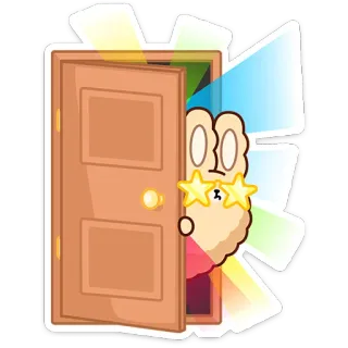 🤩 卡通, 兔子, 门, 角色, 异想天开, 动画 telegram sticker