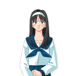 😨 Anime, Escolar, Chica, Adolescente, Uniforme, Asustada, Nerviosa, Ilustración telegram sticker