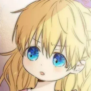 🎀 Anime Mädchen, Niedlich, Cartoon, Illustration, Blonde Haare, Blaue Augen whatsapp sticker