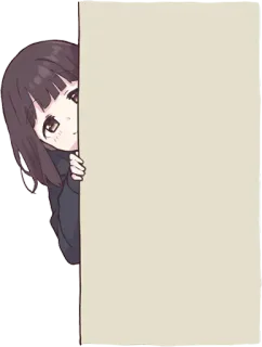 🙉 Chica anime, Asomando, Lindo, Tímido, Escondido, Tarjeta de felicitación, Manga telegram sticker