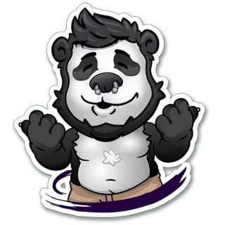 😙 Gấu trúc, Gấu, Hoạt hình, Động vật, Lông lá, Nhân vật telegram sticker
