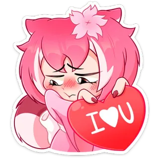 ❤️ I <3 U Anime, Sticker, Kawaii, Tình yêu, Trái tim, Dễ thương, Hồng telegram sticker