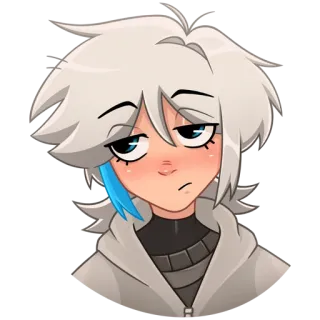 🙄 anime style, cartoon, sad, white hair, male telegram sticker