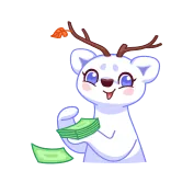 🤑 animal, dibujos animados, lindo, dinero, ciervo, riqueza, divertido telegram sticker