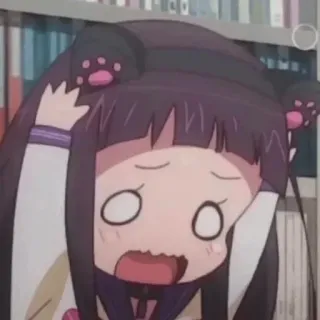 😫 Anime, Kreskówka, Kocie uszy, Wyraz, Zszokowany/a, Dziewczyna telegram sticker
