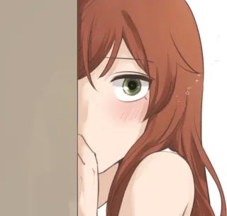 👁️ Аниме, Девушка, Прячется, Стеснительная, Мультфильм telegram sticker