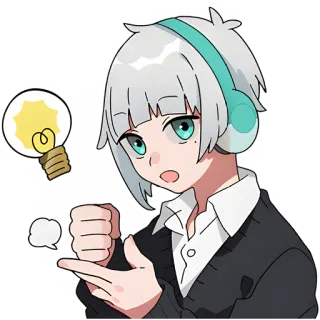 💡 Anime, Mangá, Desenho animado, Lâmpada, Ideia, Pensando telegram sticker