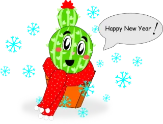 ❄️ Happy New Year ! кактус, новый год, мультфильм, зима, снежинки, приветствие whatsapp sticker