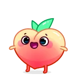🥰 pêche, fruit, dessin animé, mignon, kawaii, joyeux, animé telegram sticker