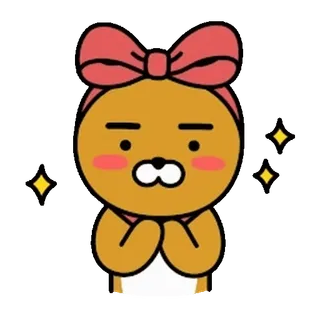 💬 Ryan 카카오프렌즈, 한국, 곰, 귀여운, 캐릭터, kawaii whatsapp sticker