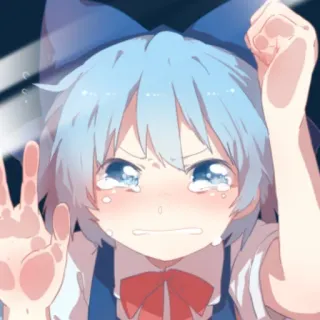 😭 Cirno อนิเมะ, ผู้หญิง, ร้องไห้, เศร้า, โทโฮ, Cirno telegram sticker