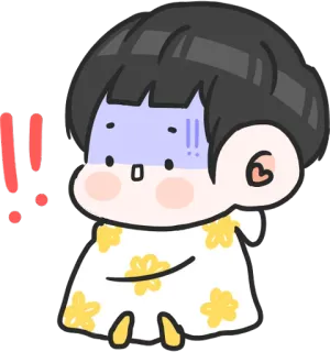 😨 Anime, Cartone animato, Personaggio, Sorpreso, Esclamazione, Carino whatsapp sticker