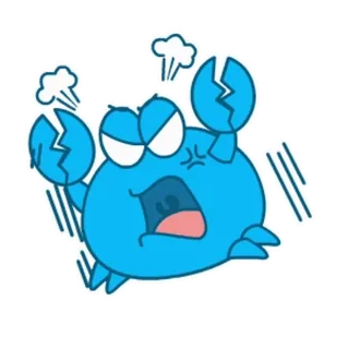 😡 Krabbe, wütend, Cartoon, Tier, Meerestier, frustriert, dampfend whatsapp sticker