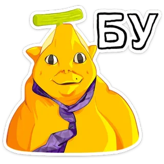 🍌 Бу Kreskówka, Postać, Żółty, Śmieszne, Naklejka whatsapp sticker