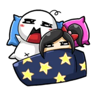 😴 cartoon, bedtijd, slaperig, schattig, kussen, sterren telegram sticker