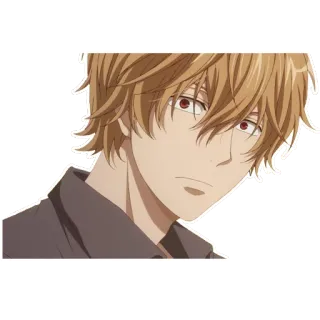 😳 anime, male, blond hair, red eyes, character whatsapp sticker