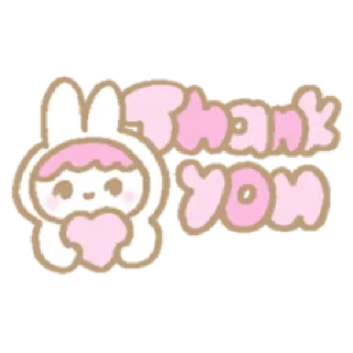 😊 Thank you ขอบคุณ, น่ารัก, กระต่าย, คาวาอิ, น่าเอ็นดู, หัวใจ, ทักทาย telegram sticker