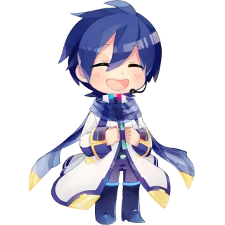 😄 Kaito vocaloid, anime, chibi, kawaii, nhân vật, âm nhạc telegram sticker
