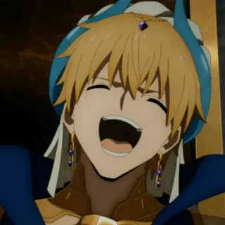 ✨ Gilgamesh Fate/stay night anime, laughing, character, gold, king telegram sticker