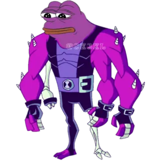 🐸 Pepe the Frog @CE3EL pepe, frog, meme, ben 10, purple telegram sticker