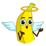😇 банан, мультфильм, фрукт, ангел, крылья, нимб telegram sticker