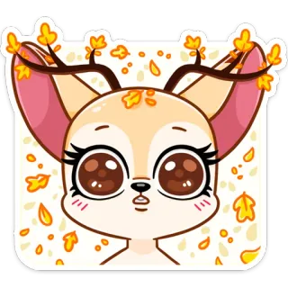 🤩 feneco, animal, fofo, desenho animado, adesivo, folhas whatsapp sticker