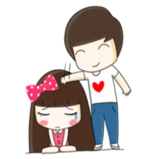 😓 Dessin animé, Couple, Amour, Triste, Réconfortant, Affection, Mignon telegram sticker