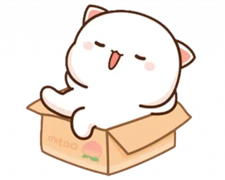 😌 mitao кот, милый, животное, персик, коробка, мультфильм, каваий telegram sticker