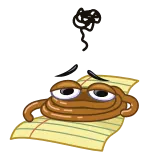 💩 การ์ตูน, สีน้ำตาล, เหนื่อย, กระดาษ, ง่วง, หมดแรง, เบื่อ telegram sticker