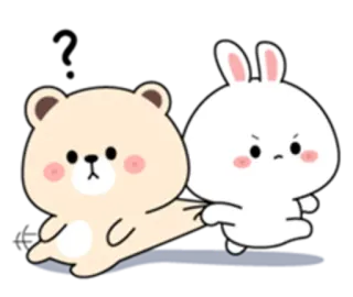 😕 ours, lapin, mignon, animal, dessin animé, autocollant telegram sticker